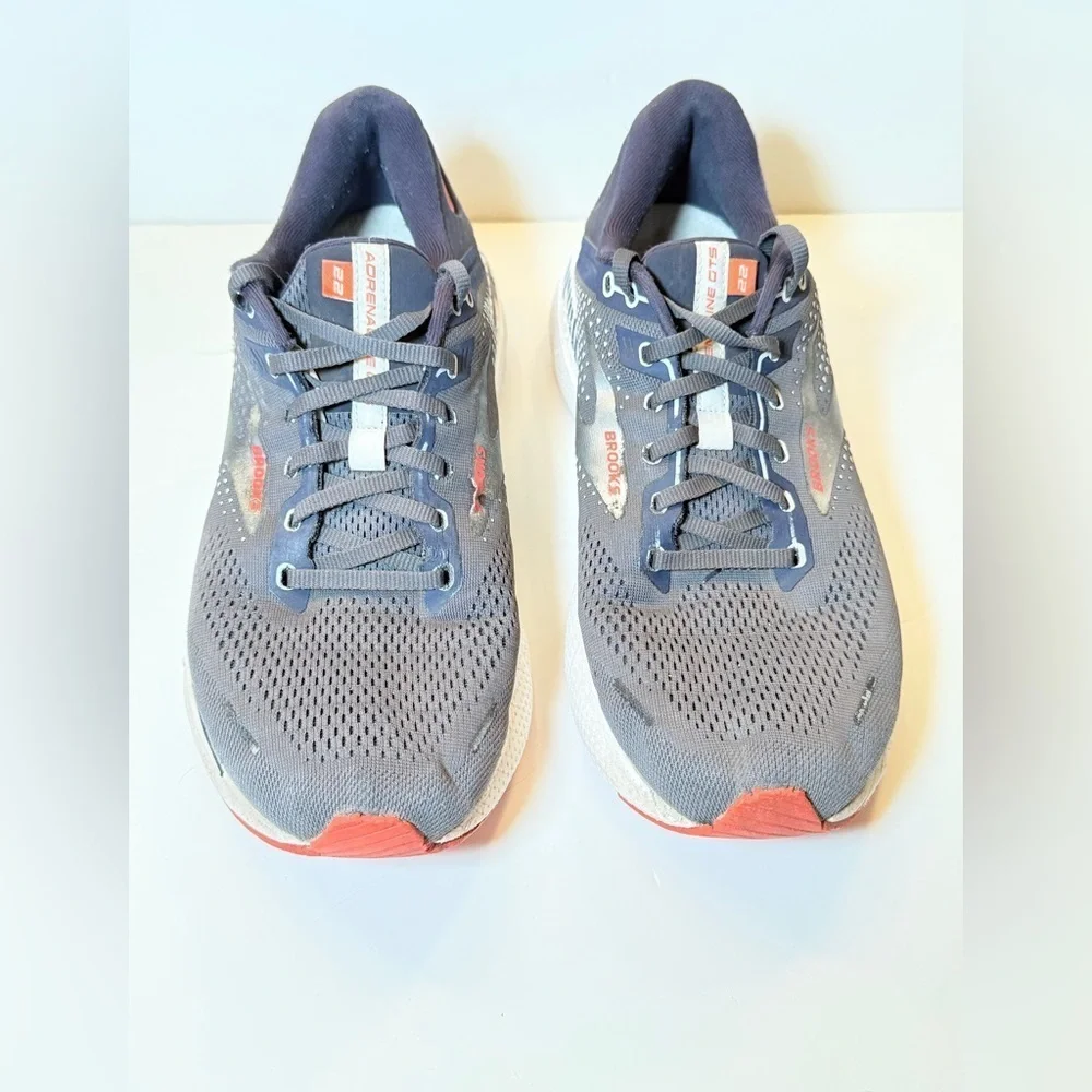 Brooks Adrenaline GTS 22 Mens Size 11.5 Gray Blue White Running Shoes Sneakers